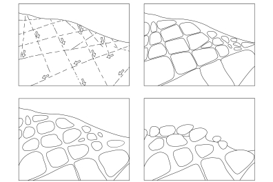  Etapes (4) de la formation d'un chaos granitique (à colorier et annoter) 